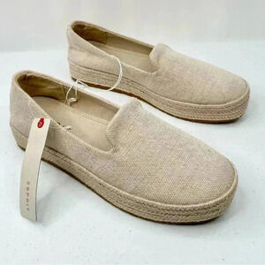 NWT ESPRIT Women’s Carina Loafer Tan Canvas Espadrille Platform Size 11